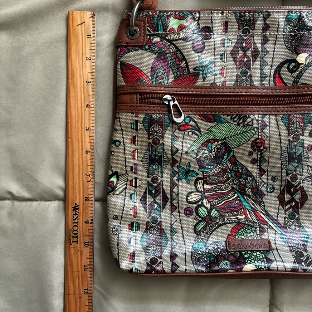 Sakroots Owl Crossbody Bag Shoulder Purse Coated Canvas- Adjustable Strap - Picture 4 of 10
